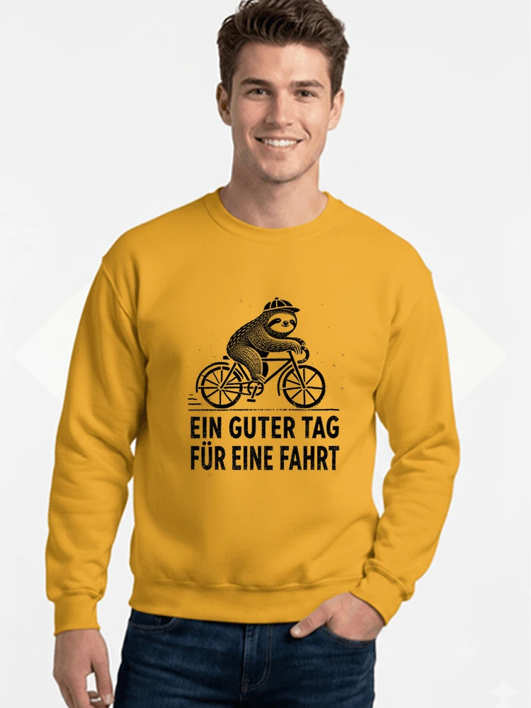 herren damen t shirt fahrrad mit faultier geschenk fr radfahrer sweatshirt mit rundhalsausschnitt gold