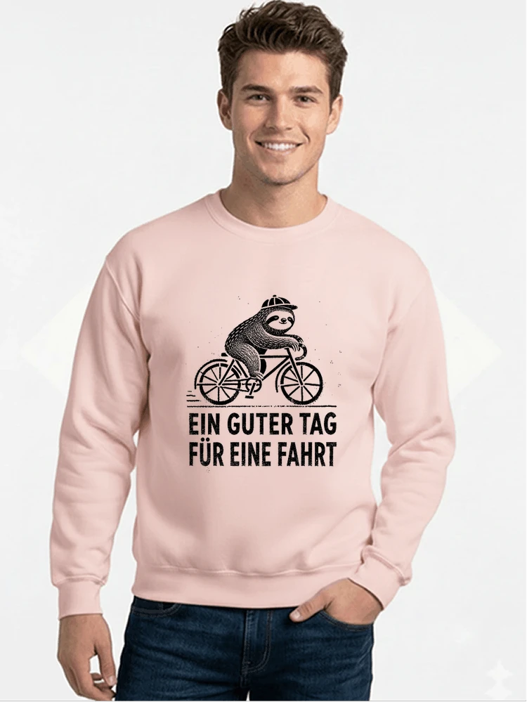 herren damen t shirt fahrrad mit faultier geschenk fr radfahrer sweatshirt mit rundhalsausschnitt light pink