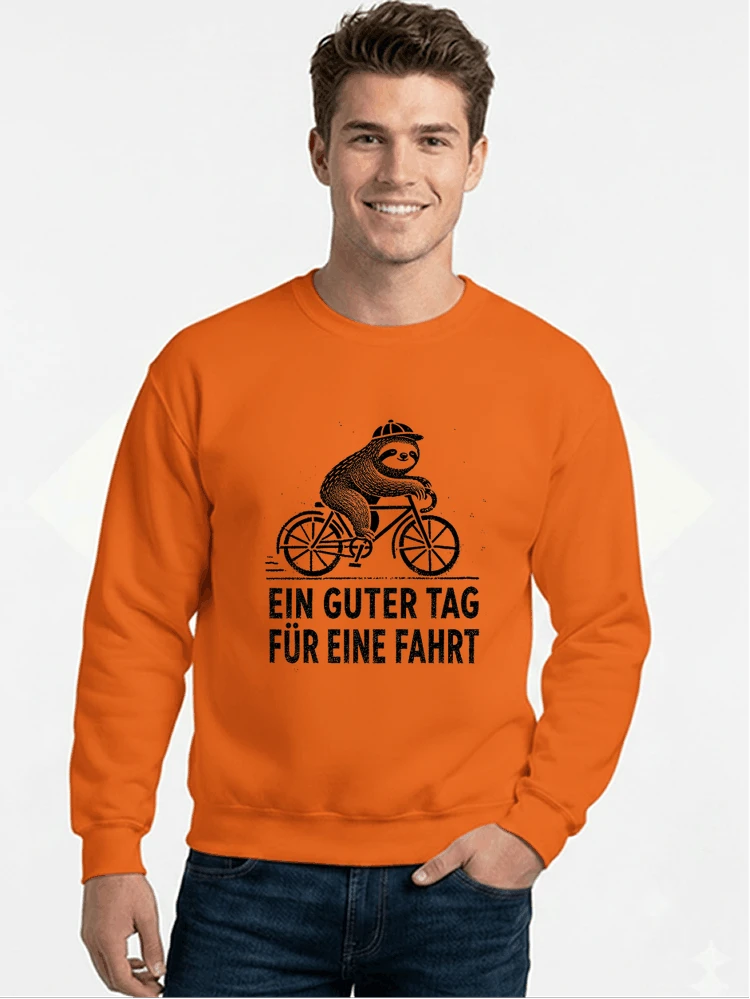herren damen t shirt fahrrad mit faultier geschenk fr radfahrer sweatshirt mit rundhalsausschnitt orange