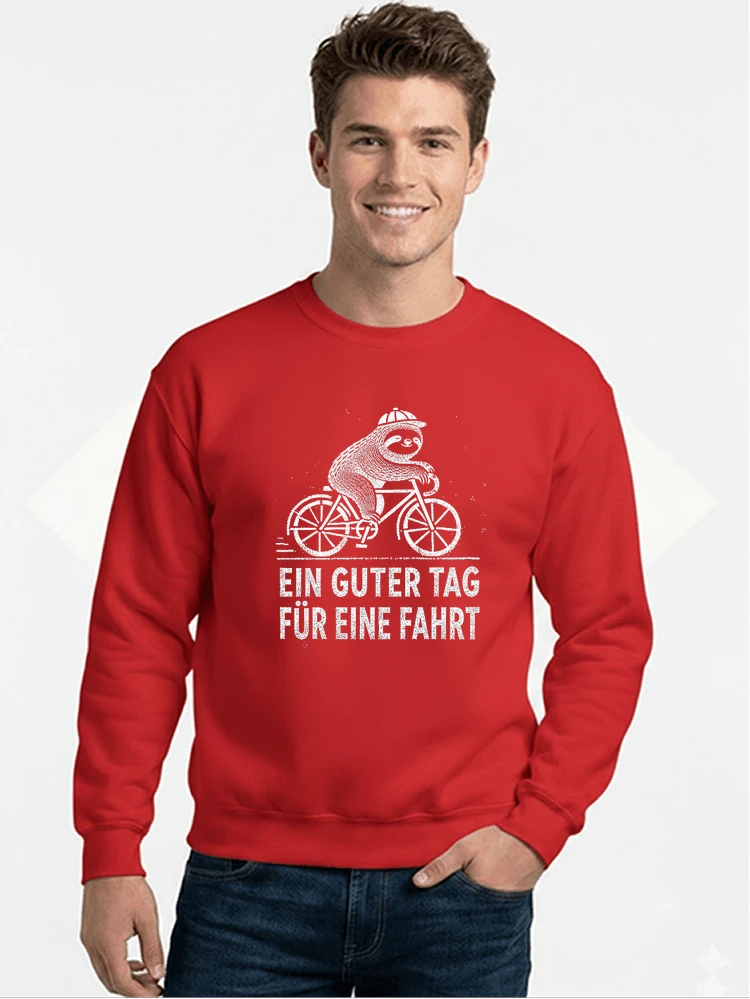 herren damen t shirt fahrrad mit faultier geschenk fr radfahrer sweatshirt mit rundhalsausschnitt red
