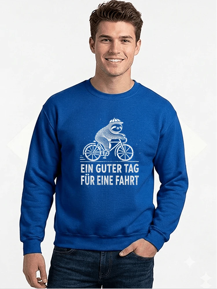 herren damen t shirt fahrrad mit faultier geschenk fr radfahrer sweatshirt mit rundhalsausschnitt royal blue
