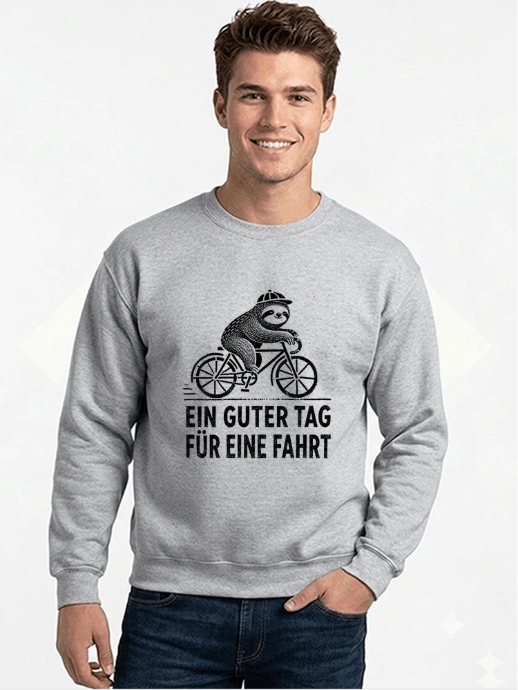 herren damen t shirt fahrrad mit faultier geschenk fr radfahrer sweatshirt mit rundhalsausschnitt sport grey
