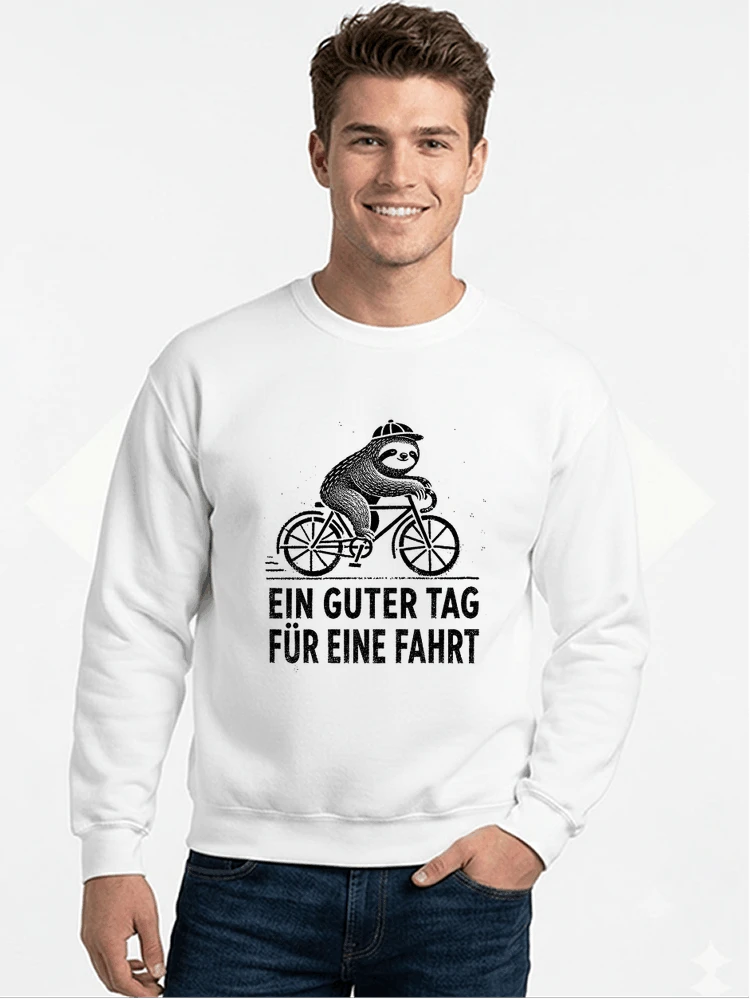 herren damen t shirt fahrrad mit faultier geschenk fr radfahrer sweatshirt mit rundhalsausschnitt white