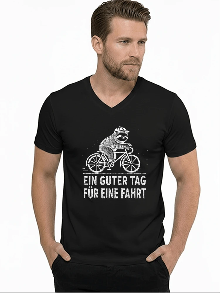 herren damen t shirt fahrrad mit faultier geschenk fr radfahrer t shirt mit v ausschnitt black