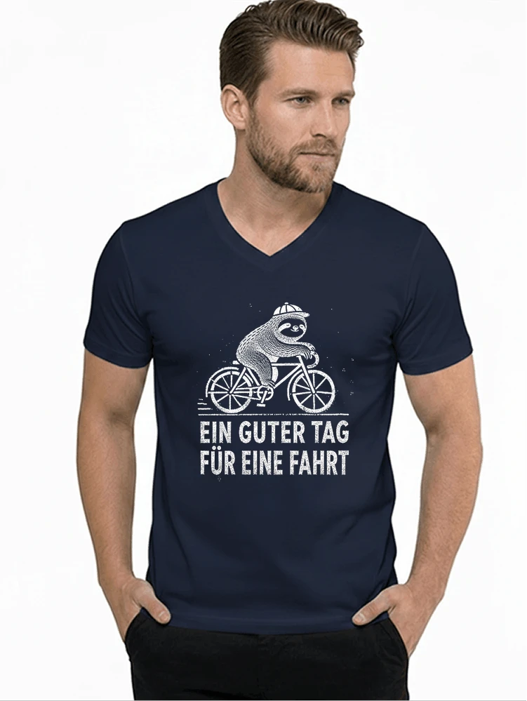 herren damen t shirt fahrrad mit faultier geschenk fr radfahrer t shirt mit v ausschnitt navy
