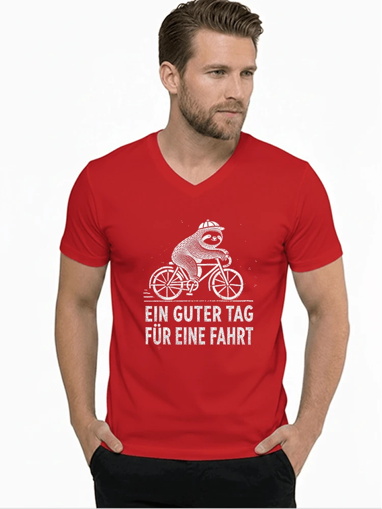 herren damen t shirt fahrrad mit faultier geschenk fr radfahrer t shirt mit v ausschnitt red