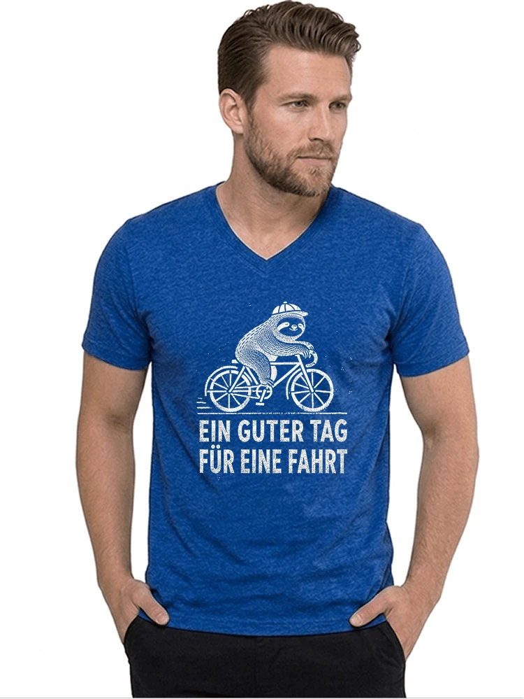 herren damen t shirt fahrrad mit faultier geschenk fr radfahrer t shirt mit v ausschnitt royal blue
