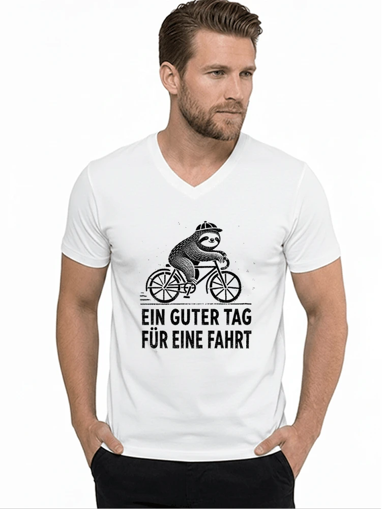 herren damen t shirt fahrrad mit faultier geschenk fr radfahrer t shirt mit v ausschnitt white