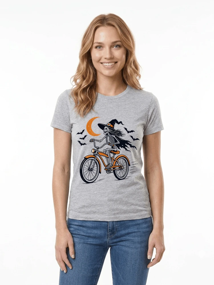 hexe skelett fahrrad halloween t shirt damen fahrrad spuk shirt damen t shirt sport grey