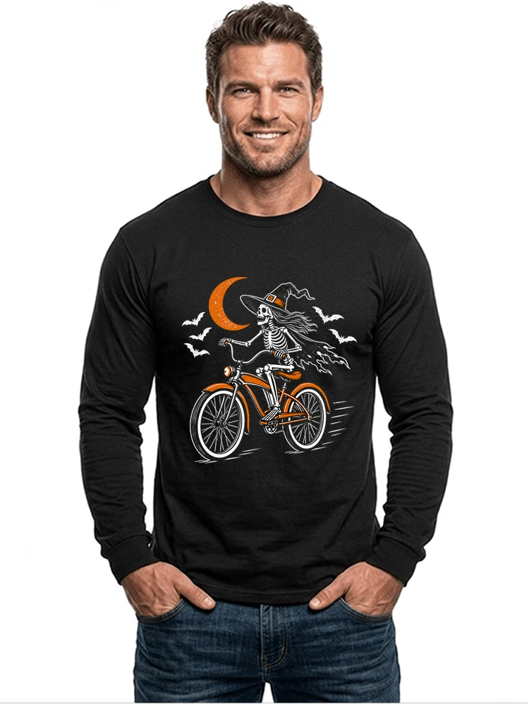 hexe skelett fahrrad halloween t shirt damen fahrrad spuk shirt langarmshirt black