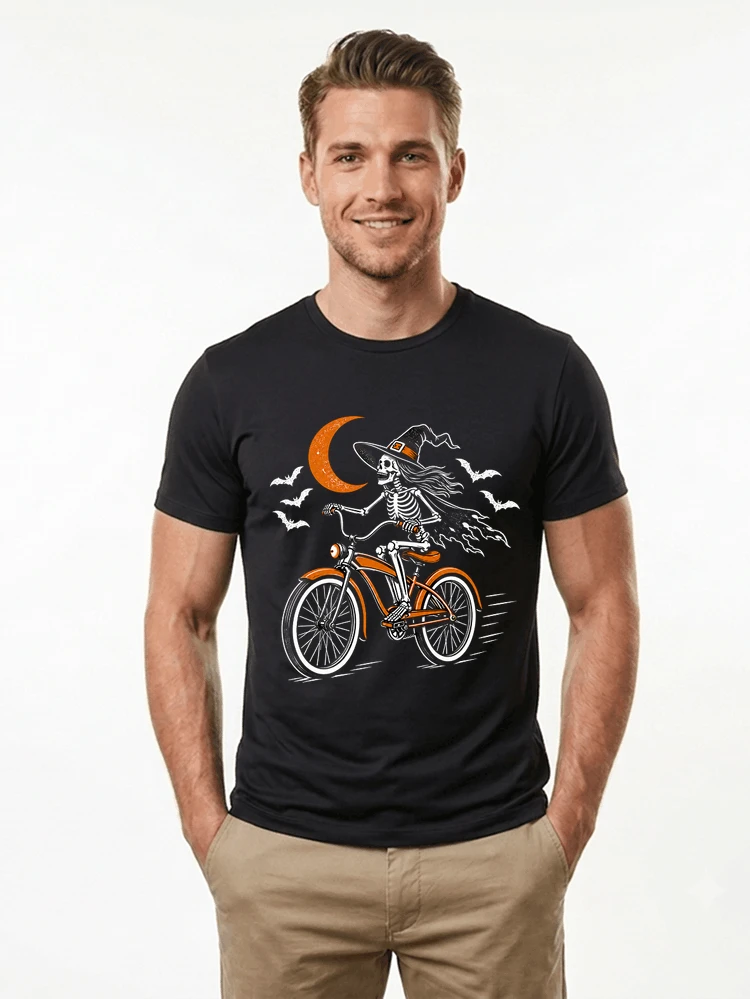 hexe skelett fahrrad halloween t shirt damen fahrrad spuk shirt t shirt black