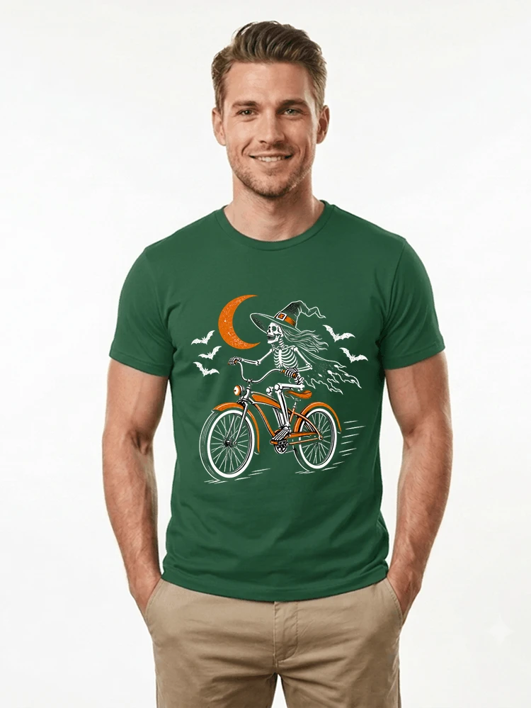 hexe skelett fahrrad halloween t shirt damen fahrrad spuk shirt t shirt forest green