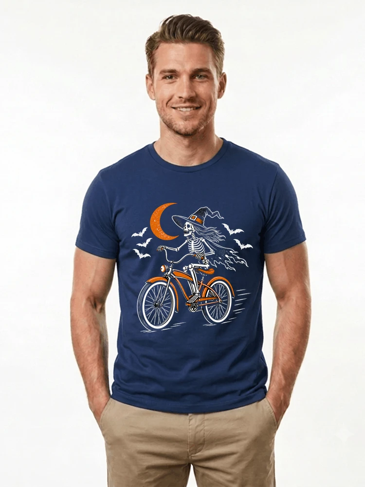 hexe skelett fahrrad halloween t shirt damen fahrrad spuk shirt t shirt navy