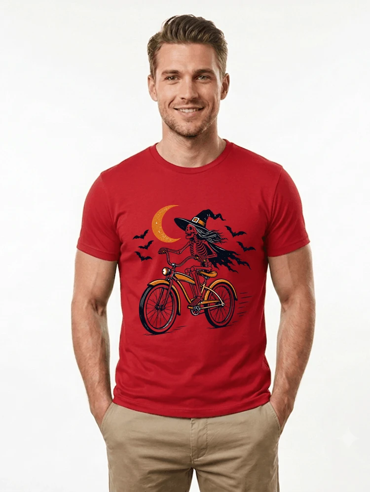 hexe skelett fahrrad halloween t shirt damen fahrrad spuk shirt t shirt red