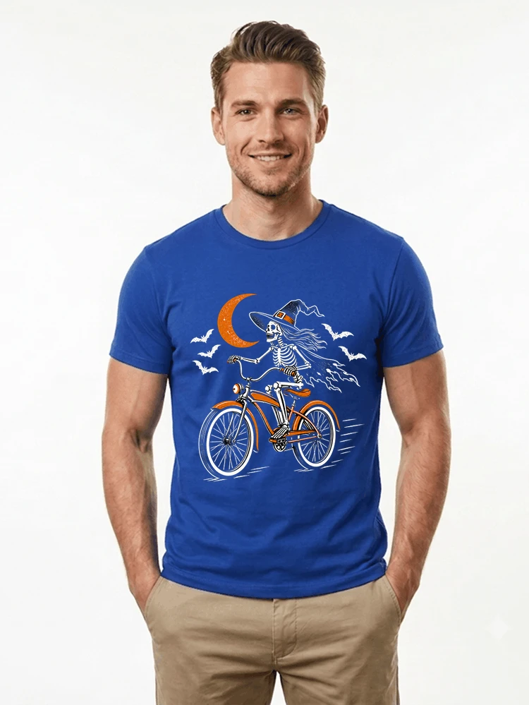 hexe skelett fahrrad halloween t shirt damen fahrrad spuk shirt t shirt royal blue