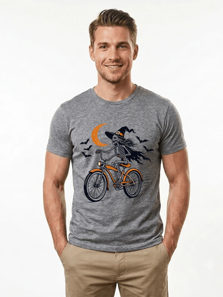 hexe skelett fahrrad halloween t shirt damen fahrrad spuk shirt t shirt sport grey