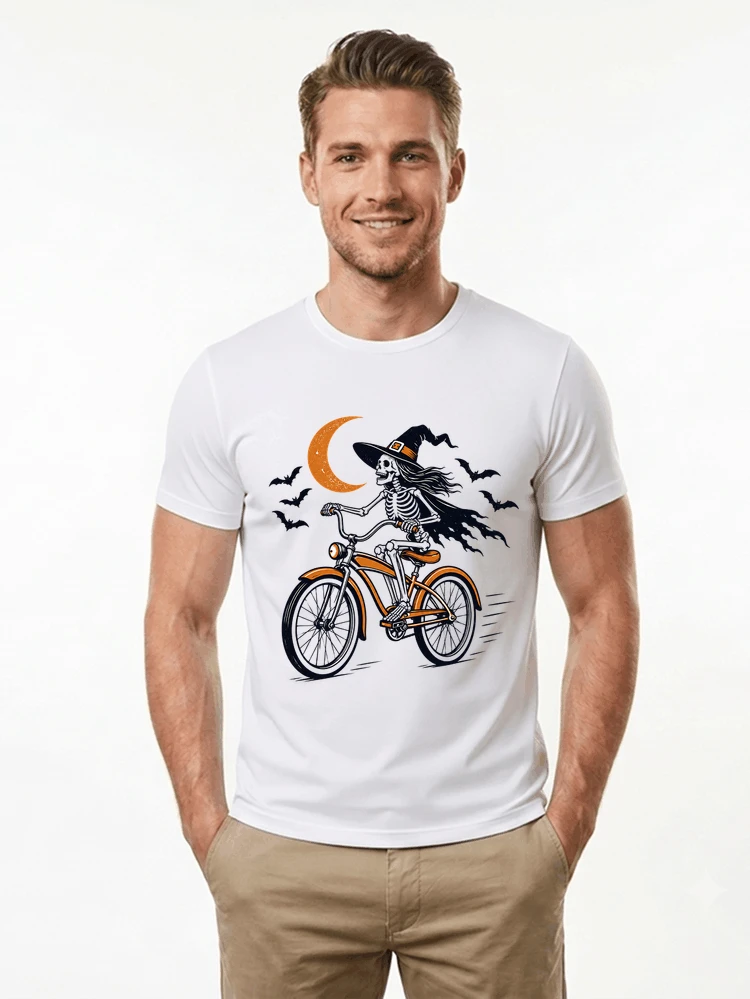 hexe skelett fahrrad halloween t shirt damen fahrrad spuk shirt t shirt white