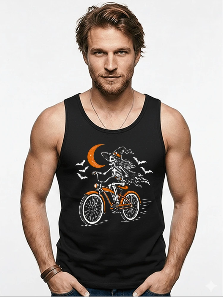 hexe skelett fahrrad halloween t shirt damen fahrrad spuk shirt tanktop black