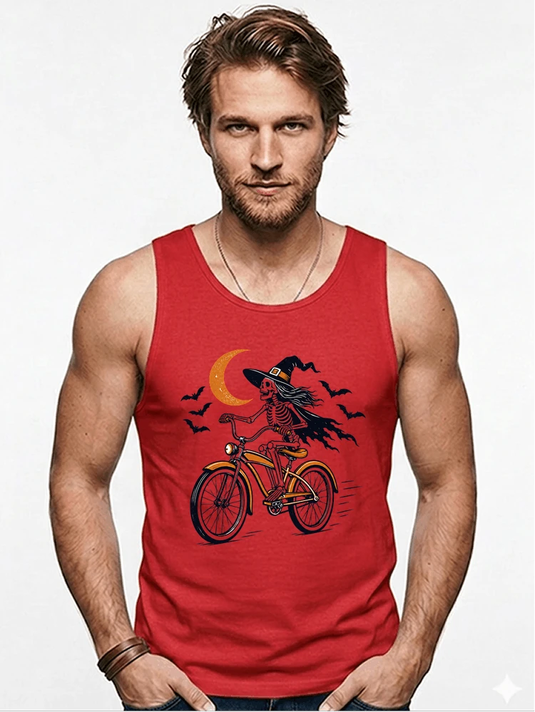 hexe skelett fahrrad halloween t shirt damen fahrrad spuk shirt tanktop red