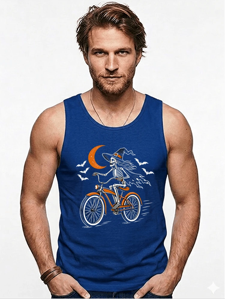 hexe skelett fahrrad halloween t shirt damen fahrrad spuk shirt tanktop royal blue