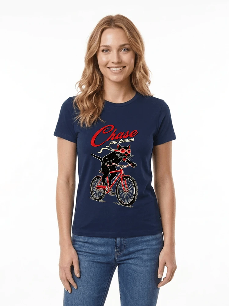 katze auf dem fahrrad shirt cooles radsport damen herren t shirt damen t shirt navy