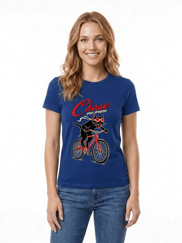 katze auf dem fahrrad shirt cooles radsport damen herren t shirt damen t shirt royal blue