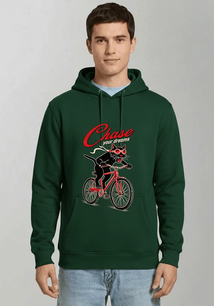 katze auf dem fahrrad shirt cooles radsport damen herren t shirt kapuzenpullover forest green