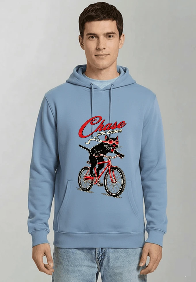 katze auf dem fahrrad shirt cooles radsport damen herren t shirt kapuzenpullover light blue