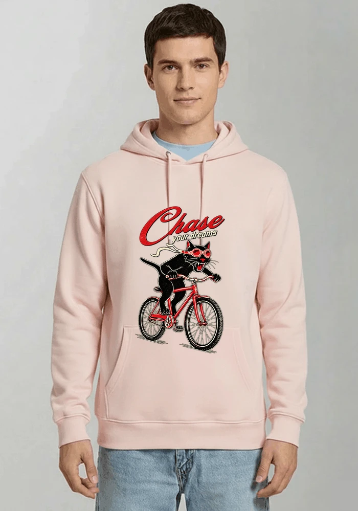 katze auf dem fahrrad shirt cooles radsport damen herren t shirt kapuzenpullover light pink