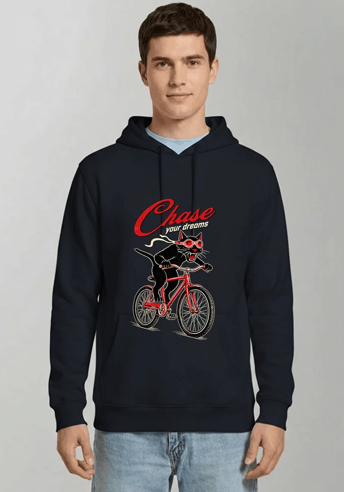 katze auf dem fahrrad shirt cooles radsport damen herren t shirt kapuzenpullover navy