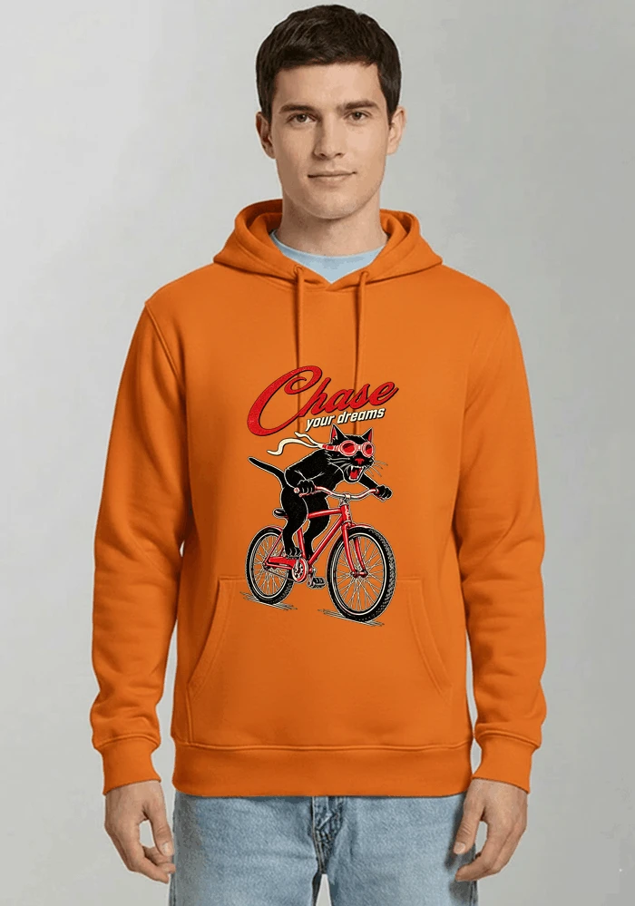 katze auf dem fahrrad shirt cooles radsport damen herren t shirt kapuzenpullover orange