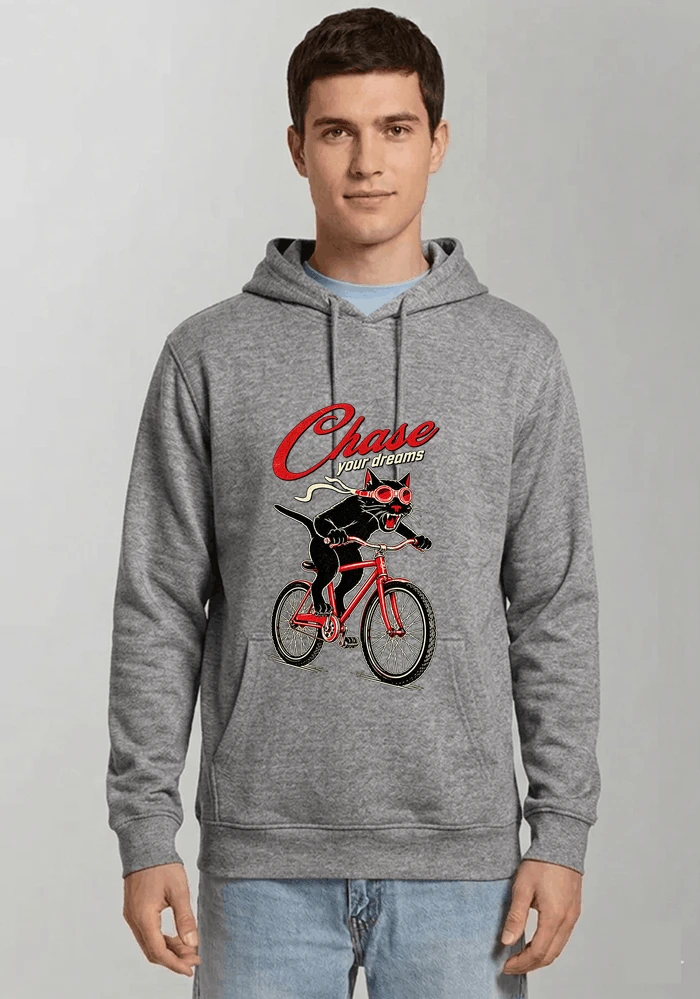 katze auf dem fahrrad shirt cooles radsport damen herren t shirt kapuzenpullover sport grey