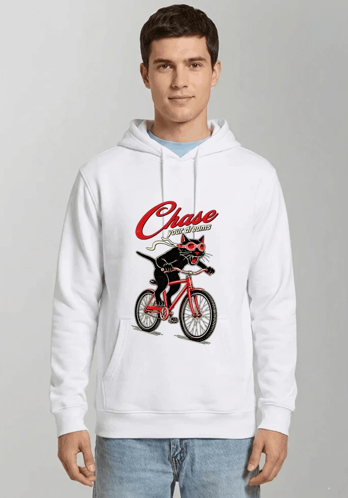katze auf dem fahrrad shirt cooles radsport damen herren t shirt kapuzenpullover white