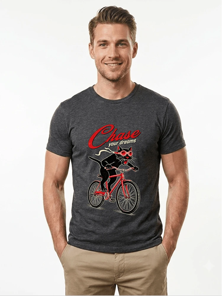 Katze auf dem Fahrrad Shirt | Cooles Radsport Damen & Herren T-Shirt