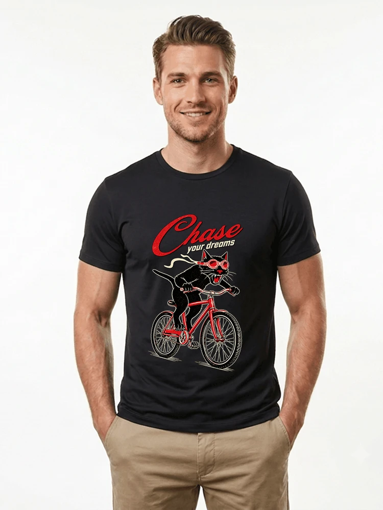 katze auf dem fahrrad shirt cooles radsport damen herren t shirt t shirt black