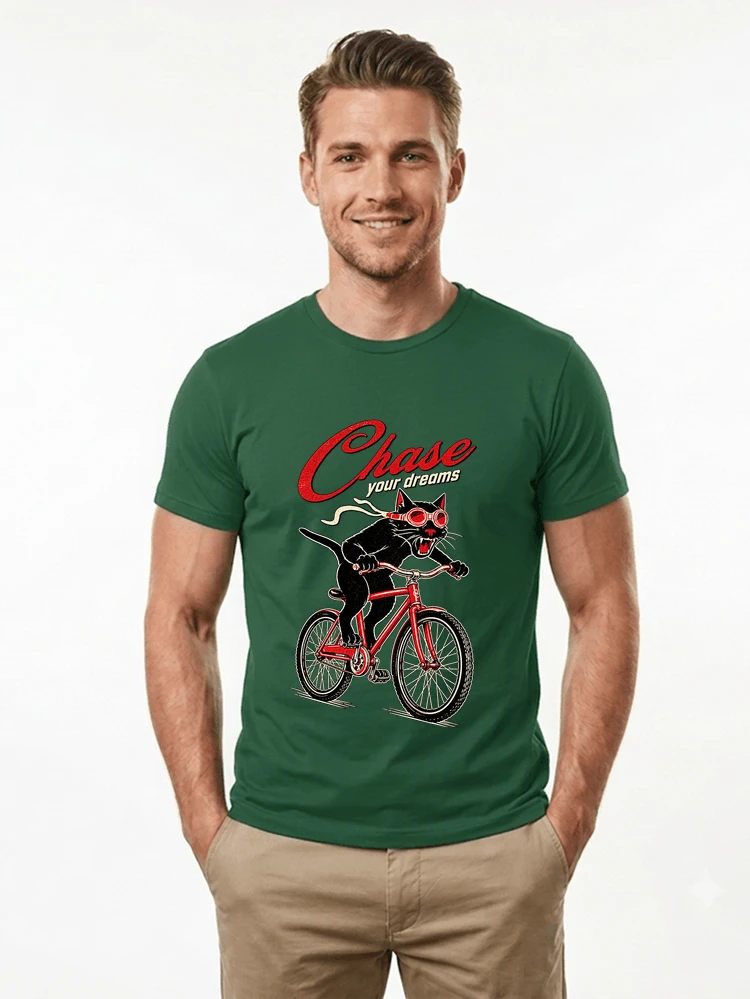 katze auf dem fahrrad shirt cooles radsport damen herren t shirt t shirt forest green