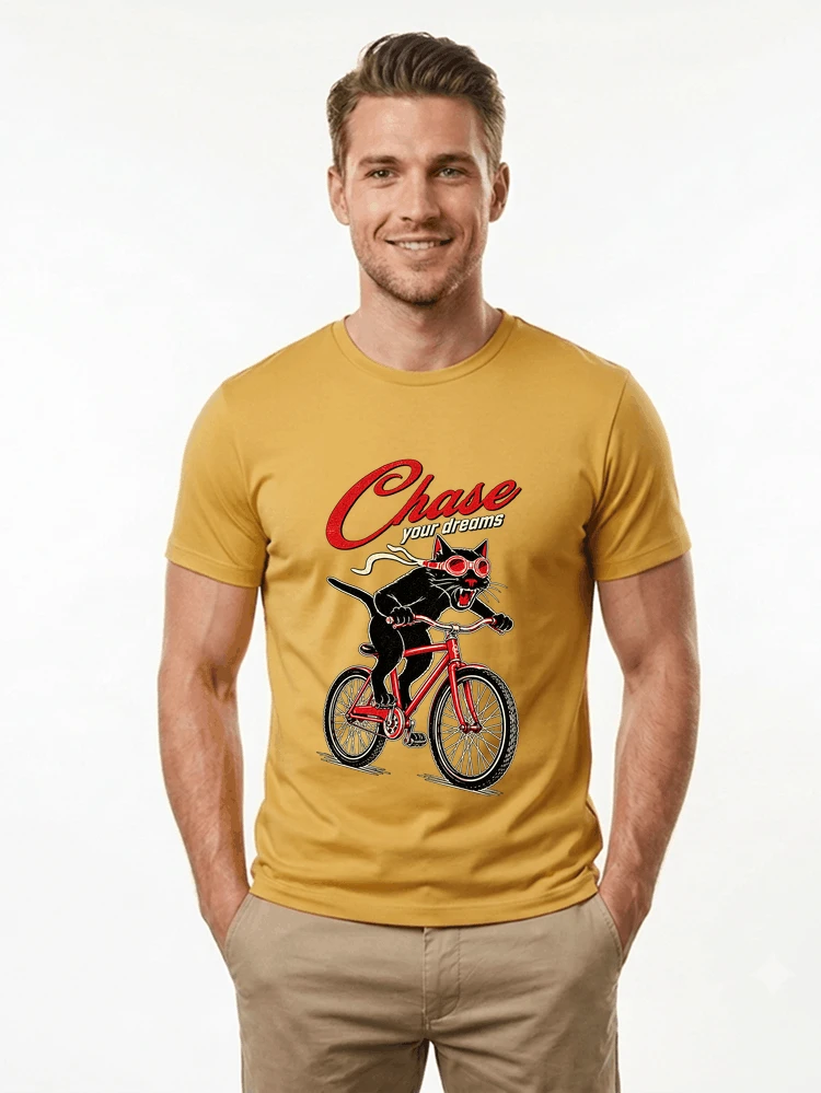 katze auf dem fahrrad shirt cooles radsport damen herren t shirt t shirt gold
