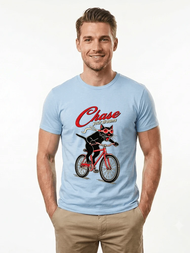katze auf dem fahrrad shirt cooles radsport damen herren t shirt t shirt light blue