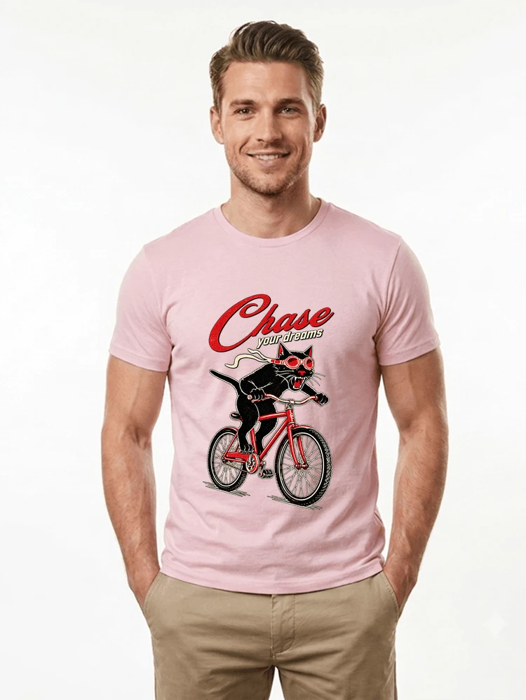 katze auf dem fahrrad shirt cooles radsport damen herren t shirt t shirt light pink