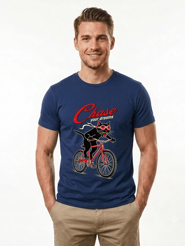 katze auf dem fahrrad shirt cooles radsport damen herren t shirt t shirt navy