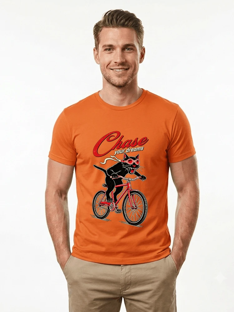katze auf dem fahrrad shirt cooles radsport damen herren t shirt t shirt orange
