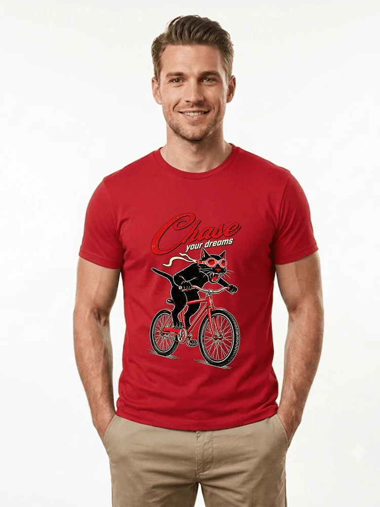 katze auf dem fahrrad shirt cooles radsport damen herren t shirt t shirt red