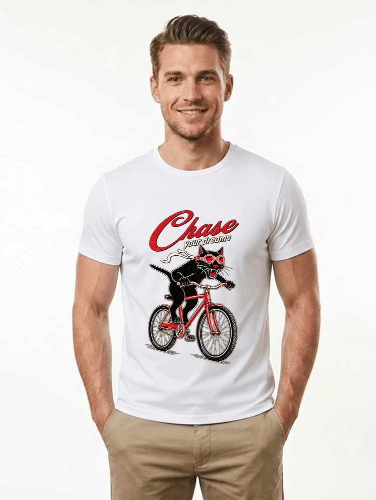 katze auf dem fahrrad shirt cooles radsport damen herren t shirt t shirt white