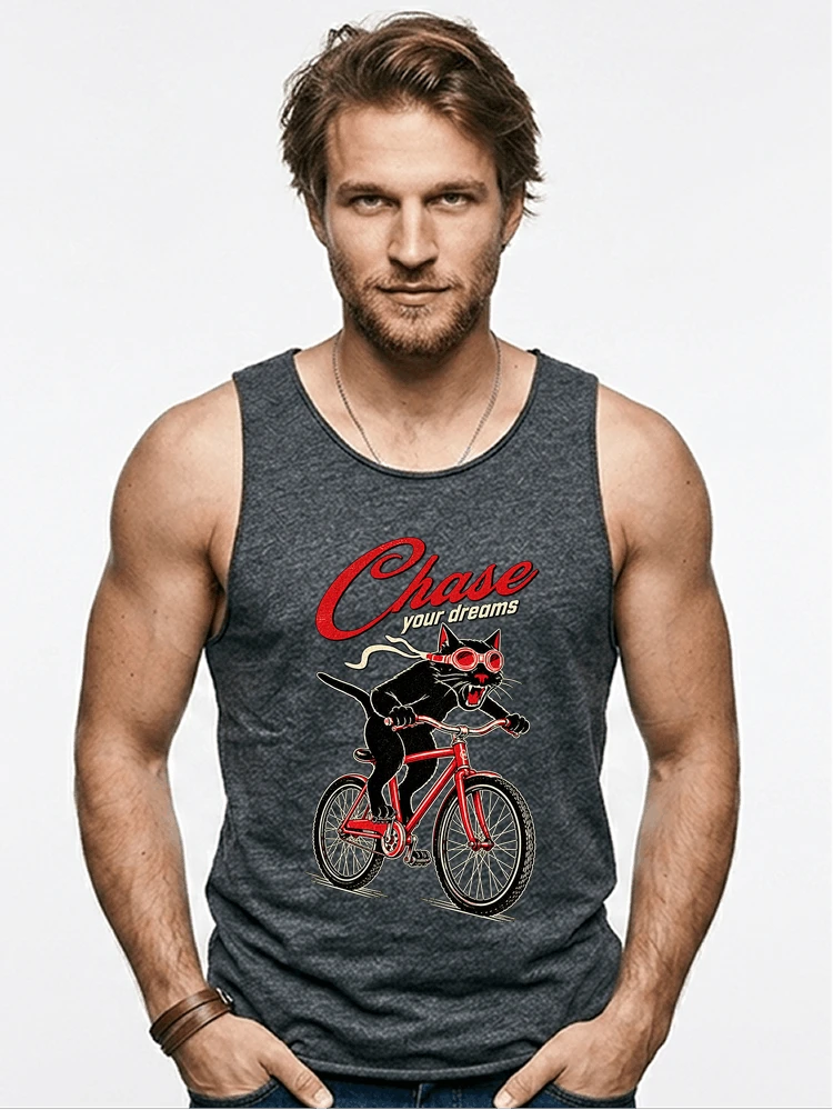 katze auf dem fahrrad shirt cooles radsport damen herren t shirt tanktop anthracite melange