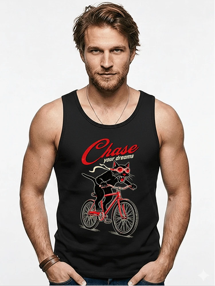 katze auf dem fahrrad shirt cooles radsport damen herren t shirt tanktop black