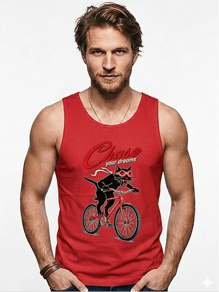 katze auf dem fahrrad shirt cooles radsport damen herren t shirt tanktop red