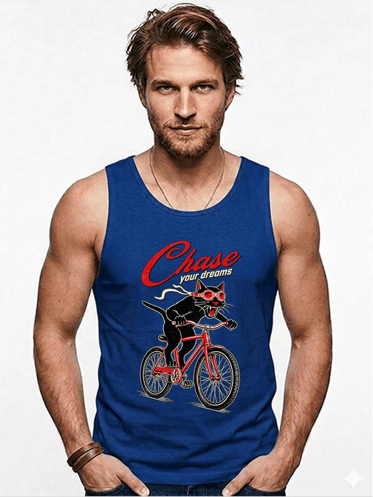 katze auf dem fahrrad shirt cooles radsport damen herren t shirt tanktop royal blue