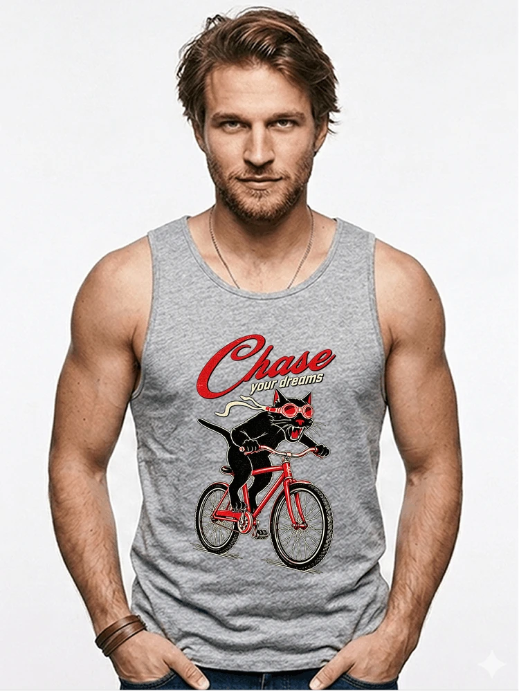 katze auf dem fahrrad shirt cooles radsport damen herren t shirt tanktop sport grey