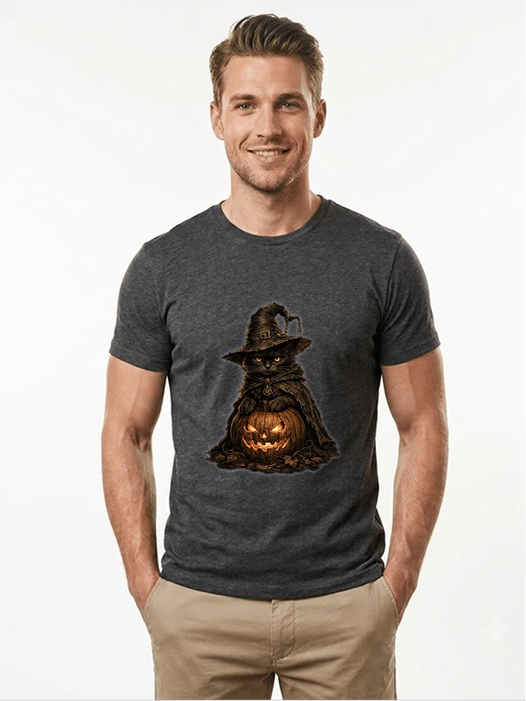 Katze Halloween T-Shirt Halloween Kürbis & Schwarze Katze Outfit Geschenk