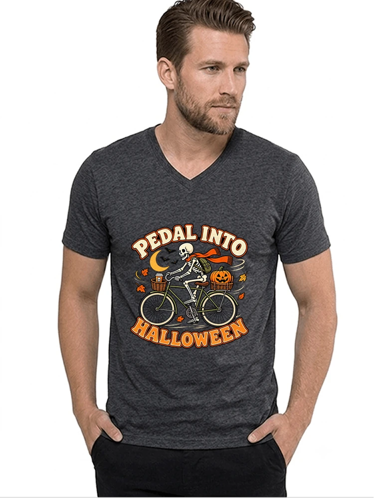 krbis halloween fahrrad t shirtbike tour outfit t shirt mit v ausschnitt anthracite melange